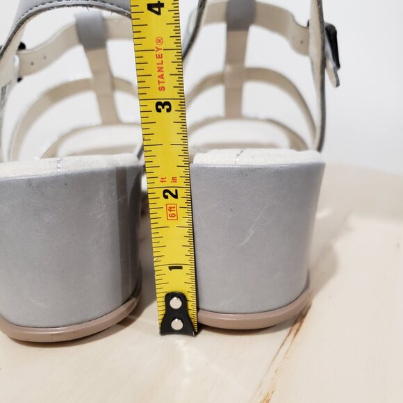 Ecco Silver Sandals Size 9 Wedge Heel Slingback Strappy Comfort Coastal Casual - Picture 8 of 14